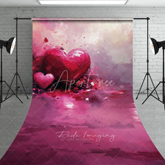 Aperturee - Aperturee Magenta Abstract Painted Hearts Backdrop Romantic Artistic Texture Love Theme Valentines Day Photography Scene