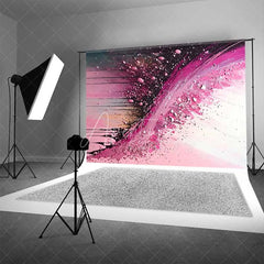 Aperturee - Aperturee Magenta and Black Fluid Splash Backdrop Abstract Art Photography Background Elegant Party Event Decor