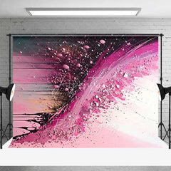 Aperturee - Aperturee Magenta and Black Fluid Splash Backdrop Abstract Art Photography Background Elegant Party Event Decor