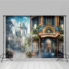 Aperturee - Aperturee Magic Castle Town Backdrop Vintage Street Shop Facade Photography Background Fairytale Kingdom Photo Booth Prop