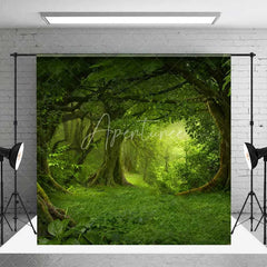 Aperturee - Aperturee Magic Forest Fairy Tale Book Room Set Backdrop Enchanted Woods Grass Floor Photography Background
