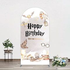 Aperturee - Aperturee Magic Wizard World Happy Birthday Arch Backdrop