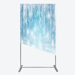 Aperturee - Aperturee Magical Blue Winter Wonderland Icicle and Snowflake Rectangle Arch Backdrop Snowy Christmas Party Decor.