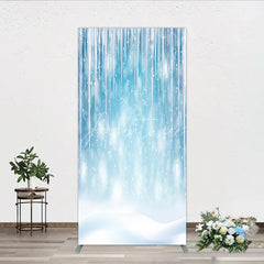 Aperturee - Aperturee Magical Blue Winter Wonderland Icicle and Snowflake Rectangle Arch Backdrop Snowy Christmas Party Decor.