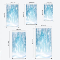 Aperturee - Aperturee Magical Blue Winter Wonderland Icicle and Snowflake Rectangle Arch Backdrop Snowy Christmas Party Decor.