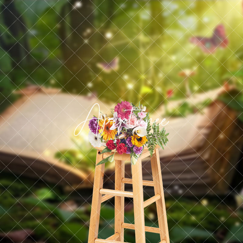 Aperturee - Aperturee Magical Book Fairyland Spring Photography Backdrop
