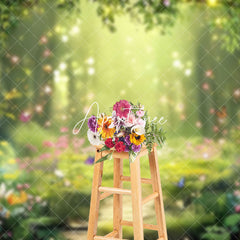 Aperturee - Aperturee Magical Forest Fairyland Greeny Spring Scene Backdrop