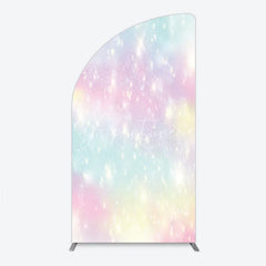 Aperturee - Aperturee Magical Pastel Rainbow Glitter Half Moon Arch Backdrop Dreamy Sparkle Party Decoration for Celebrations