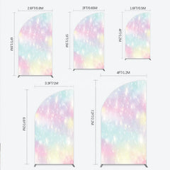 Aperturee - Aperturee Magical Pastel Rainbow Glitter Half Moon Arch Backdrop Dreamy Sparkle Party Decoration for Celebrations