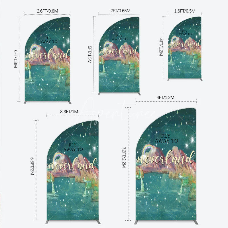 Aperturee - Aperturee Magical Starry Night Half Moon Arch Backdrop with Rainbow and Mermaid Tails Dreamy Fantasy Adventure
