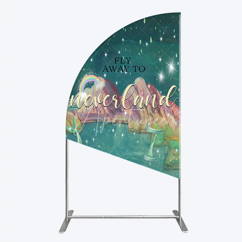 Aperturee - Aperturee Magical Starry Night Half Moon Arch Backdrop with Rainbow and Mermaid Tails Dreamy Fantasy Adventure