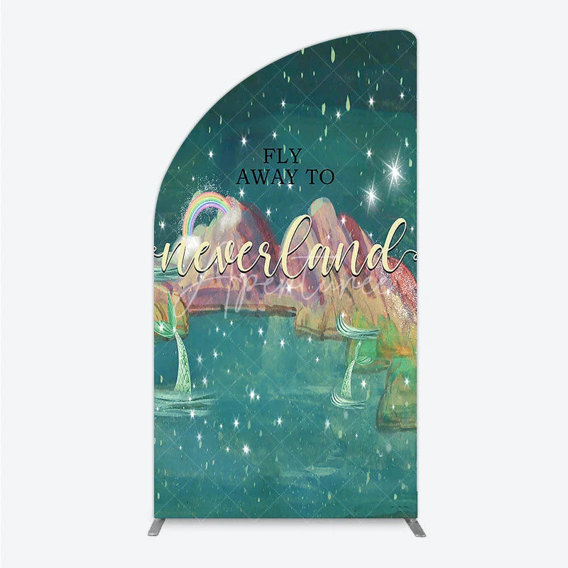 Aperturee - Aperturee Magical Starry Night Half Moon Arch Backdrop with Rainbow and Mermaid Tails Dreamy Fantasy Adventure