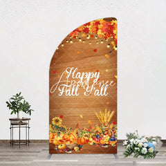 Aperturee - Aperturee Maple Leaves Wooden Happy Fall Yall Arch Backdrop