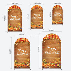 Aperturee - Aperturee Maple Leaves Wooden Happy Fall Yall Arch Backdrop