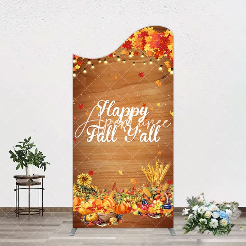 Aperturee - Aperturee Maple Leaves Wooden Happy Fall Yall Arch Backdrop