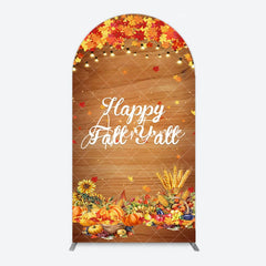 Aperturee - Aperturee Maple Leaves Wooden Happy Fall Yall Arch Backdrop
