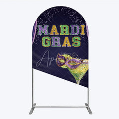 Aperturee - Aperturee Mardi Gras Arch Backdrop Purple Masquerade Mask Cocktail Background Carnival Party Arch Cover Photography Prop