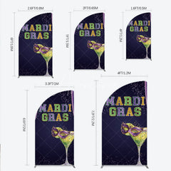 Aperturee - Aperturee Mardi Gras Half Moon Arch Backdrop Purple Masquerade Mask Cocktail Background Carnival Party Half Moon Arch Cover
