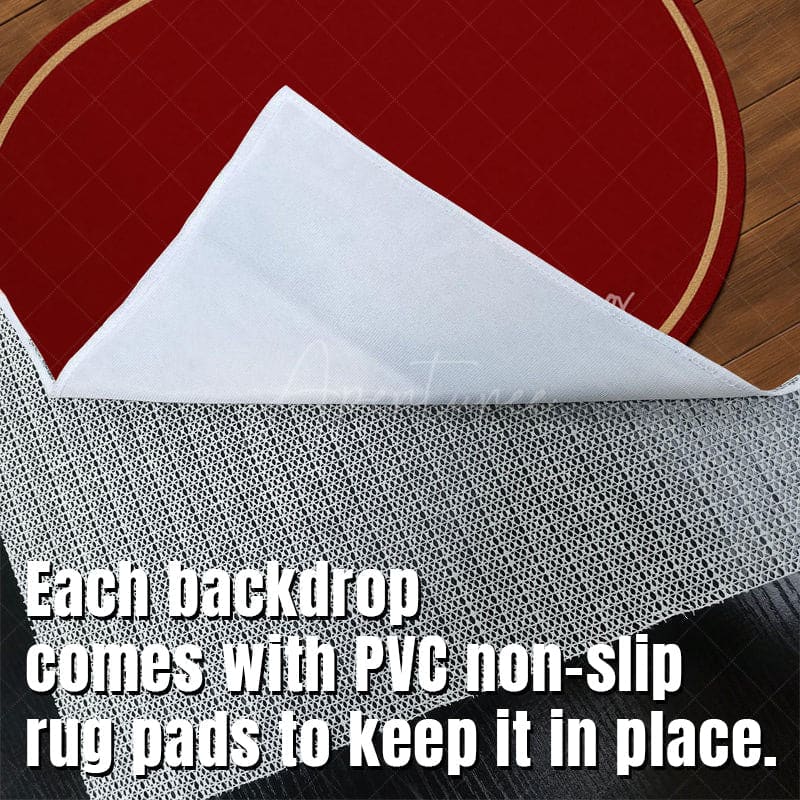 Aperturee - Aperturee Marroon Oval Carpet Fabric Floor Backdrop For Photo