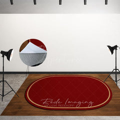 Aperturee - Aperturee Marroon Oval Carpet Fabric Floor Backdrop For Photo