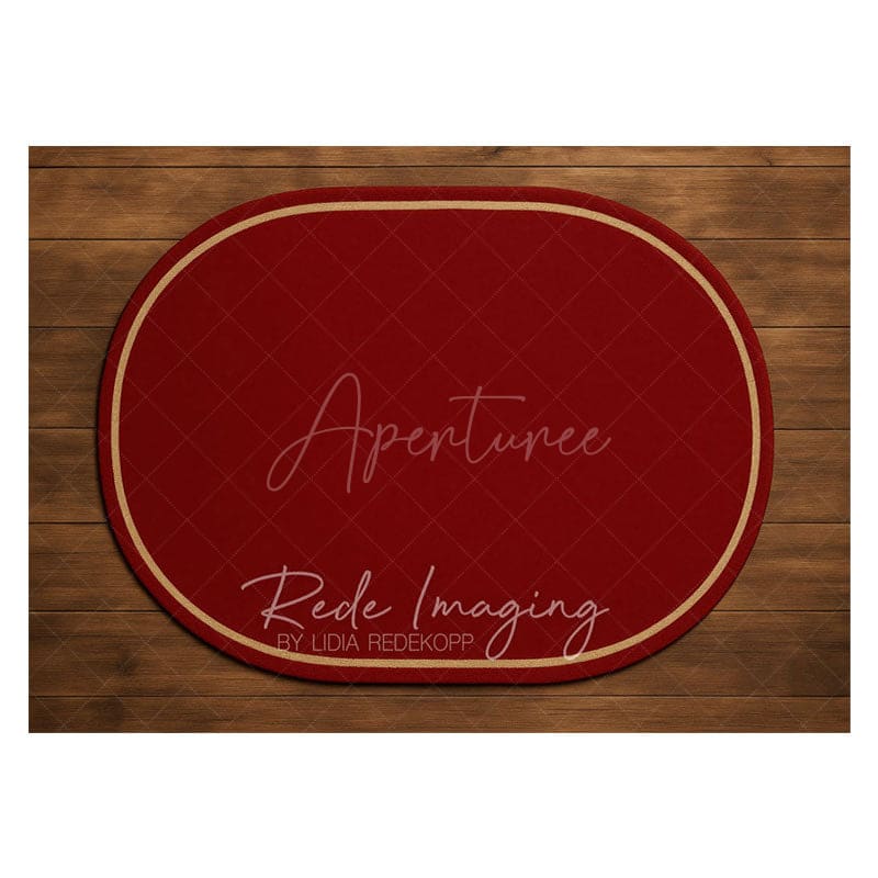 Aperturee - Aperturee Marroon Oval Carpet Wood Rubber Floor Mat For Photo