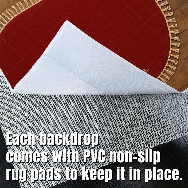 Aperturee - Aperturee Marroon Oval Rug Fabric Floor Backdrop For Photo