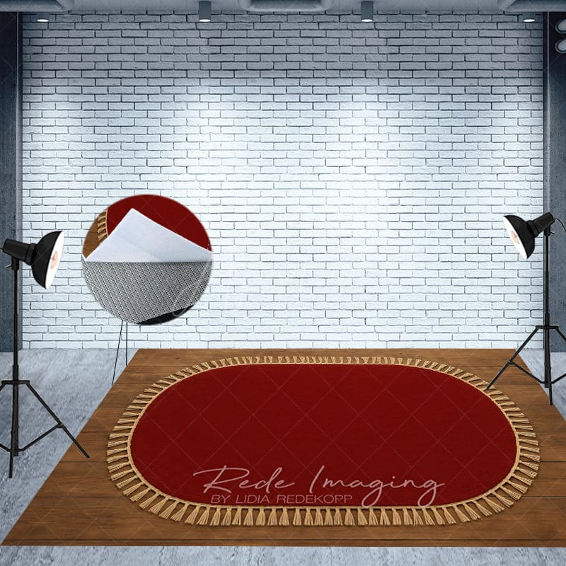 Aperturee - Aperturee Marroon Oval Rug Fabric Floor Backdrop For Photo