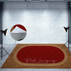 Aperturee - Aperturee Marroon Oval Rug Fabric Floor Backdrop For Photo