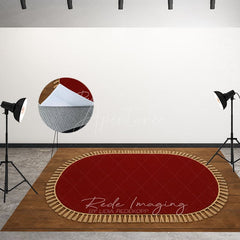 Aperturee - Aperturee Marroon Oval Rug Fabric Floor Backdrop For Photo