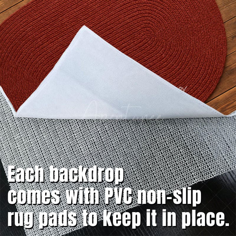 Aperturee - Aperturee Marroon Oval Rug Wood Fabric Floor Backdrop For Photo