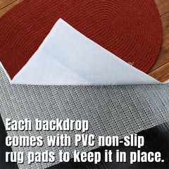 Aperturee - Aperturee Marroon Oval Rug Wood Fabric Floor Backdrop For Photo