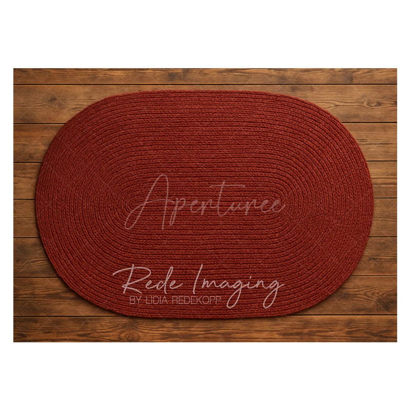 Aperturee - Aperturee Marroon Oval Rug Wood Rubber Floor Mat For Photo