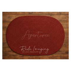 Aperturee - Aperturee Marroon Oval Rug Wood Rubber Floor Mat For Photo