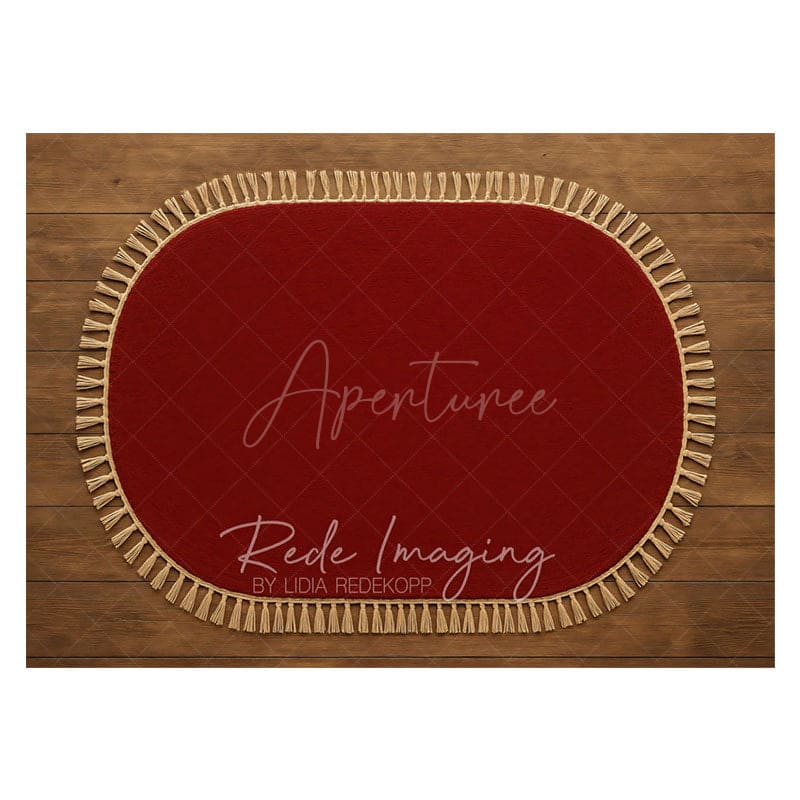 Aperturee - Aperturee Marroon Oval Tassels Rug Rubber Floor Mat For Photo