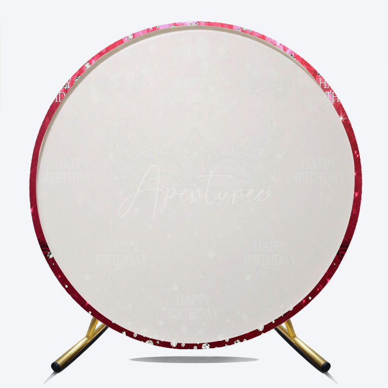 Aperturee - Aperturee Masquerade Ball Birthday Round Backdrop Red and Black Venetian Mask with Diamonds Sweet 16 Party Decor