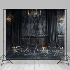 Aperturee - Aperturee Medieval Black Dark Room Retro Wall Photo Backdrop