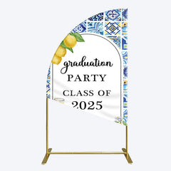 Aperturee - Aperturee Mediterranean Lemon Graduation Party Half Moon Arch Backdrop
