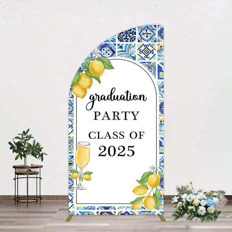 Aperturee - Aperturee Mediterranean Lemon Graduation Party Half Moon Arch Backdrop