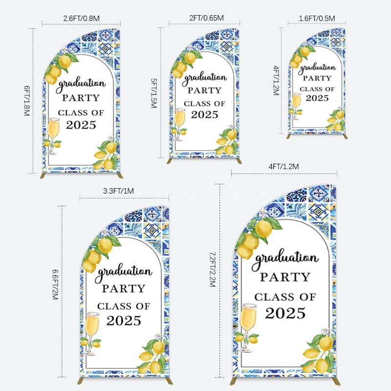 Aperturee - Aperturee Mediterranean Lemon Graduation Party Half Moon Arch Backdrop