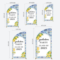 Aperturee - Aperturee Mediterranean Lemon Graduation Party Half Moon Arch Backdrop