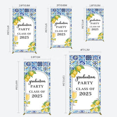 Aperturee - Aperturee Mediterranean Lemon Graduation Party Rectangle Backdrop