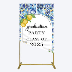 Aperturee - Aperturee Mediterranean Lemon Graduation Party Rectangle Backdrop