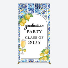 Aperturee - Aperturee Mediterranean Lemon Graduation Party Rectangle Backdrop