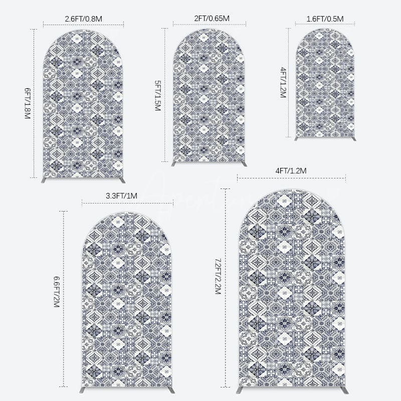 Aperturee - Aperturee Mediterranean Pattern Simple Birthday Arch Backdrop