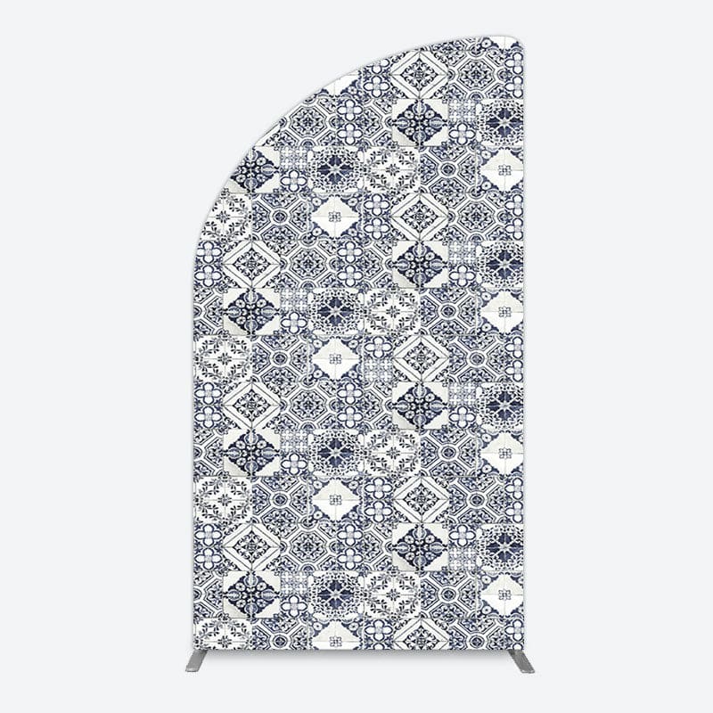 Aperturee - Aperturee Mediterranean Pattern Simple Birthday Half Moon Arch Backdrop