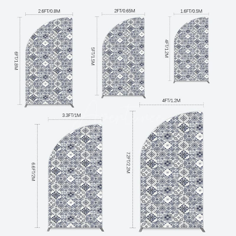 Aperturee - Aperturee Mediterranean Pattern Simple Birthday Half Moon Arch Backdrop