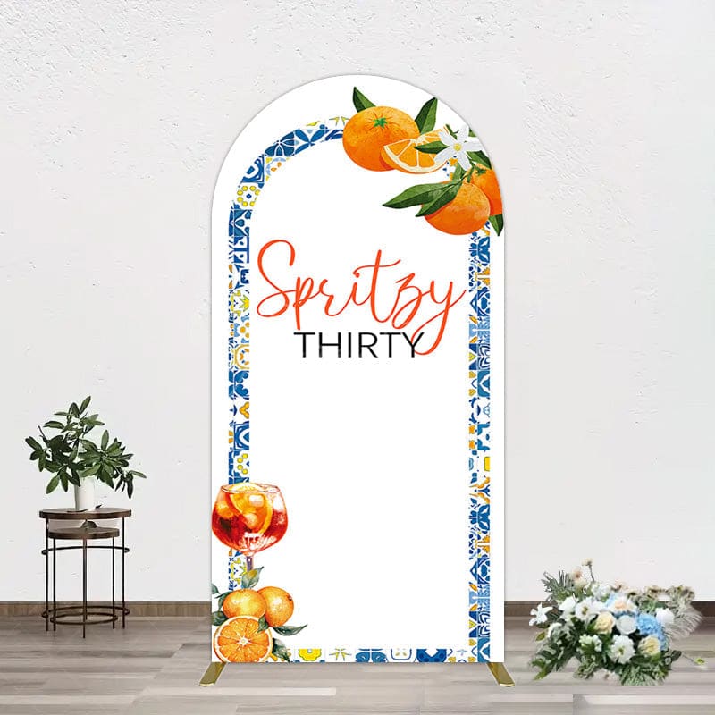 Aperturee - Aperturee Mediterranean Spritzy Thirty Birthday Arch Backdrop