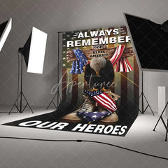 Aperturee - Aperturee Memorial Day Independence Day Backdrop Always Remember Our Heroes Background Patriotic Military Tribute Decor
