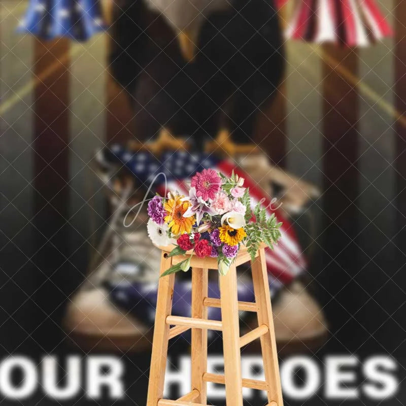 Aperturee - Aperturee Memorial Day Independence Day Backdrop Always Remember Our Heroes Background Patriotic Military Tribute Decor