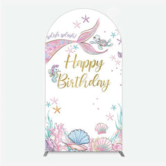Aperturee - Aperturee Mermaid Happy Birthday Arch Backdrop Under the Sea Ocean Theme Girl Party Decoration